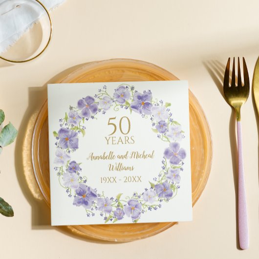 Delikatesse Lavendel Blumengarten 50. Hochzeit Serviette