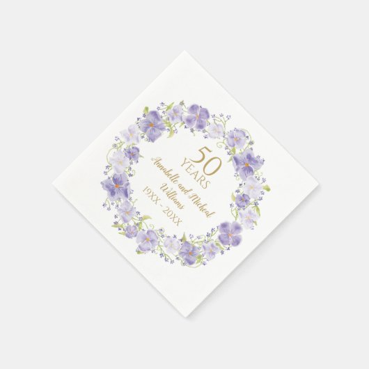 Delikatesse Lavendel Blumengarten 50. Hochzeit Serviette (Ecke)