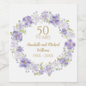 Delikatesse Lavendel Blumengarten 50. Hochzeit Weinetikett (Einzelnes Label)