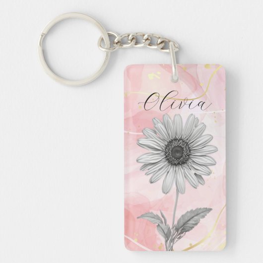 Delikatesse Rosa Daisy Blume Schlüsselanhänger (Vorderseite)