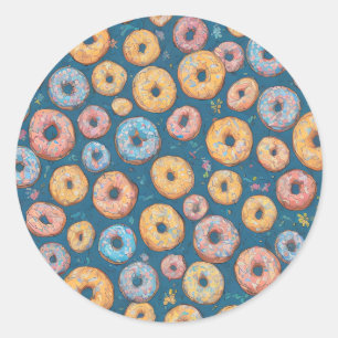 Delikatesse Sprinkle Sweet Donut Muster Runder Aufkleber