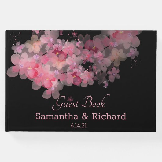 Delikatesse Wasserfarbe Rosa Blütenfarbe Gästebuch (Vorderseite)