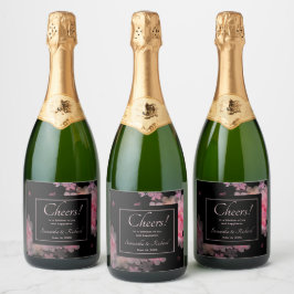 Delikatesse Wasserfarbe Rosa Blütenfarbe Schaumweinetikett