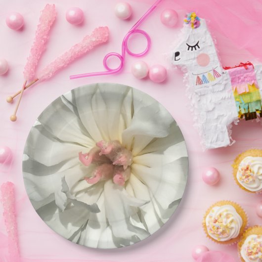 Delikatesse Weiß und Rosa Peony Pappteller (Party)