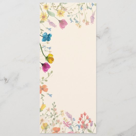 Delikatesse Wildblume Blumengarten Hochzeit Menükarte (Rückseite)