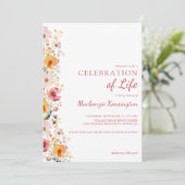 DelikatesseAquarellfarbene Wildblumen Feiern des L Einladung (Stehend Vorderseite)