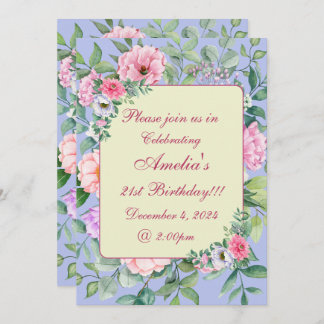 Delikatessen Blue Summer Garden Party Floral Gebur Einladung