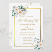 Delikatessen, Blumen und Gold an der Grenze Einladung (Vorne/Hinten)