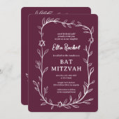 Delikatessen Botanischer Bar Bat Mitzvah CUSTOM QR Einladung (Vorne/Hinten)