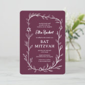Delikatessen Botanischer Bar Bat Mitzvah CUSTOM QR Einladung (Stehend Vorderseite)