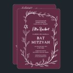 Delikatessen Botanischer Bar Bat Mitzvah CUSTOM QR Einladung<br><div class="desc">Perfekte Karte, um eine Fledermausmitzvah, Bar mitzvah oder andere jüdische Feier anzukündigen! Handgezeichnete, zarte Blättertramkunst für Sie! Vollständig anpassbar! Klicken Sie auf "Personalisieren" oben, um den Text zu bearbeiten. Klicken Sie auf "Bearbeiten mit dem Design-Tool", um die Schriftart, Farben und Platzierungen anzupassen und Ihren Link zum QR-Code auf der Rückseite...</div>
