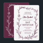 Delikatessen Botanischer Bar Bat Mitzvah CUSTOM QR Einladung<br><div class="desc">Perfekte Karte, um eine Fledermausmitzvah, Bar mitzvah oder andere jüdische Feier anzukündigen! Handgezeichnete, zarte Blättertramkunst für Sie! Vollständig anpassbar! Klicken Sie auf "Personalisieren" oben, um den Text zu bearbeiten. Klicken Sie auf "Bearbeiten mit dem Design-Tool", um die Schriftart, Farben und Platzierungen anzupassen und Ihren Link zum QR-Code auf der Rückseite...</div>