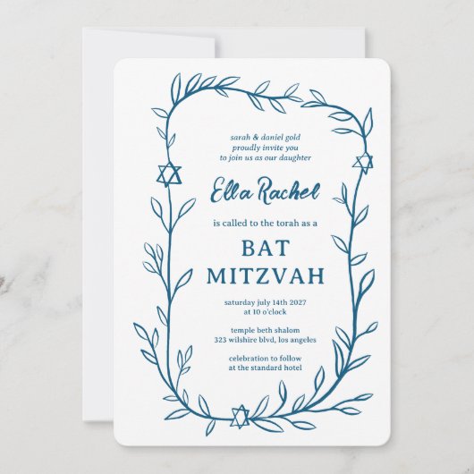 Delikatessen Botanischer Bar Bat Mitzvah CUSTOM QR Einladung (Vorderseite)