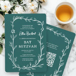 Delikatessen Botanischer Bar Bat Mitzvah CUSTOM QR Einladung<br><div class="desc">Perfekte Karte, um eine Fledermausmitzvah, Bar mitzvah oder andere jüdische Feier anzukündigen! Handgezeichnete, zarte Blättertramkunst für Sie! Vollständig anpassbar! Klicken Sie auf "Personalisieren" oben, um den Text zu bearbeiten. Klicken Sie auf "Bearbeiten mit dem Design-Tool", um die Schriftart, Farben und Platzierungen anzupassen und Ihren Link zum QR-Code auf der Rückseite...</div>