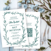 Delikatessen Botanischer Bar Bat Mitzvah CUSTOM QR Einladung