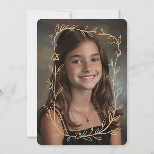 Delikatessen Botanisches CUSTOM FOTO Bar Bat Mitzv Einladung (Rückseite)