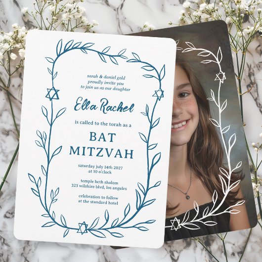 Delikatessen Botanisches CUSTOM FOTO Bar Bat Mitzv Einladung