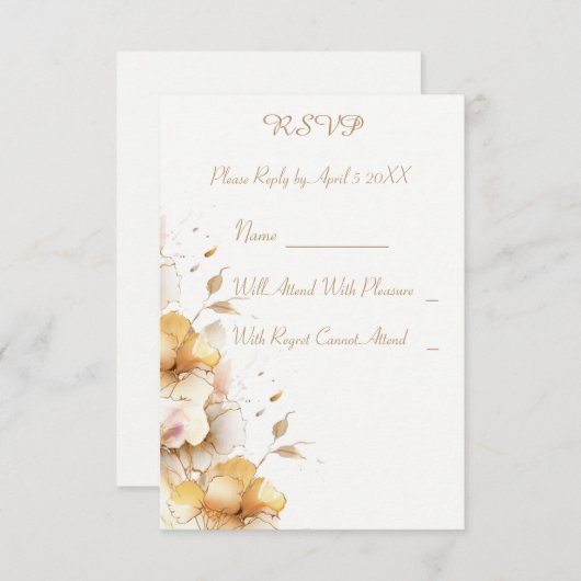 Delikatessen Golden Floral RSVP Karte (Vorne/Hinten)