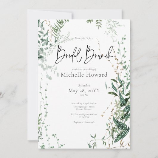 Delikatessen Moderner tropischer Regenwald Bridal  Einladung (Vorderseite)