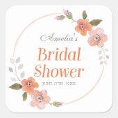 Delikatessen Orange Brautparty Square Quadratischer Aufkleber (Vorderseite)