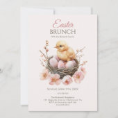 Delikatessen Osternest Ei & Chick Brunch Einladung (Vorderseite)