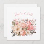 Delikatessen Pink Floral Bouquet Danke Note Card (Vorne/Hinten)