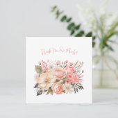 Delikatessen Pink Floral Bouquet Danke Note Card (Stehend Vorderseite)