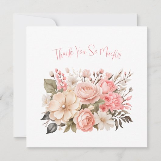 Delikatessen Pink Floral Bouquet Danke Note Card (Vorderseite)