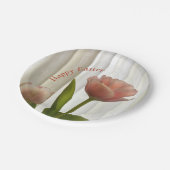 Delikatessen Pink Pastel Tulips Fotografisches Ost Pappteller (Schrägansicht)