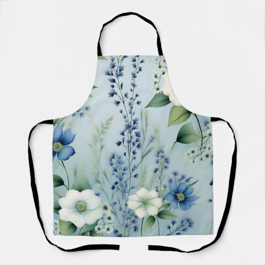 Delikatessen Romantisches Blumenblau Schürze (Vorderseite)