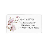 Delikatessen Rosa Magnolia Blüten Neue Adresse Adressaufkleber (Vorne)