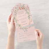 Delikatessen Rosa Rosa Rosa Rustikale Wildblumen K All In One Einladung (Abreißen)