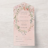 Delikatessen Rosa Rosa Rosa Rustikale Wildblumen K All In One Einladung (Innen Boden)