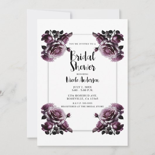 Delikatessen Rosa Rosen Shabby Dusche Einladung (Vorderseite)