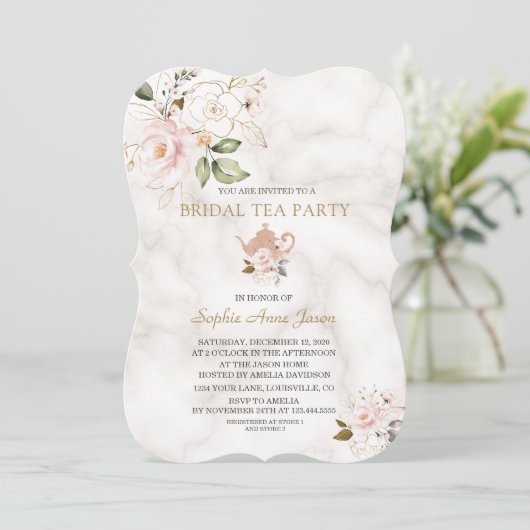 Delikatessen Rosafarbenes Brautparty Teatro Social Einladung (Stehend Vorderseite)