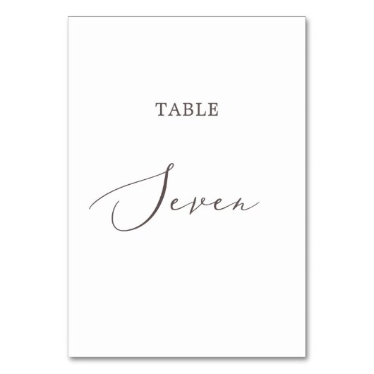 Delikatessen Taupe Calligrafie Tischnummer (Vorderseite)