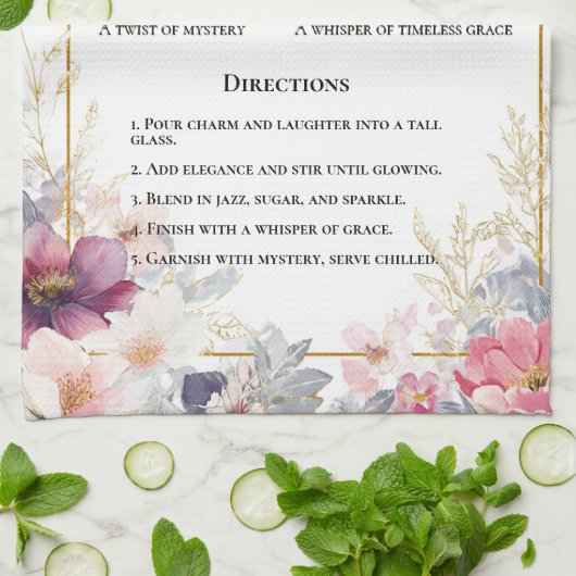 Delikatessen Wasserfarben Blumenstrauß Kunst Geschirrtuch (Gefaltet)