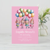 Delikatessen Wasserfarbene Gnome Girls Einladung (Stehend Vorderseite)