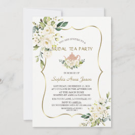 Delikatessen Weiße Blume Gold Bridal Tee Party Einladung