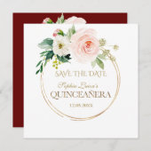 Delikatessen Weiße Blume Gold Quinceañera Save The Date (Vorne/Hinten)