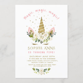 Delikatessen Weißes Blütengold Einhorn Girl Birthd Einladung