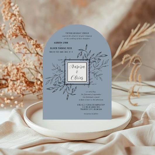 Delikatfolie | Dusty Blue Arch Wedding Einladung