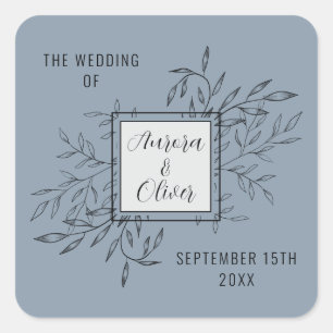 Delikatfolie Dusty Blue Einladung zur Hochzeit Quadratischer Aufkleber