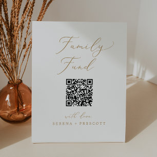 Delikatfonds zur Goldkalligraphie QR Code-Familie Sockelschild