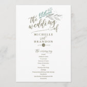 Delikatgrün | Hochzeitsfeierprogramm Programm (Vorderseite)