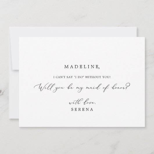 Delikatkarte der Kalligraphie-Trauzeugin Einladung (Rückseite)