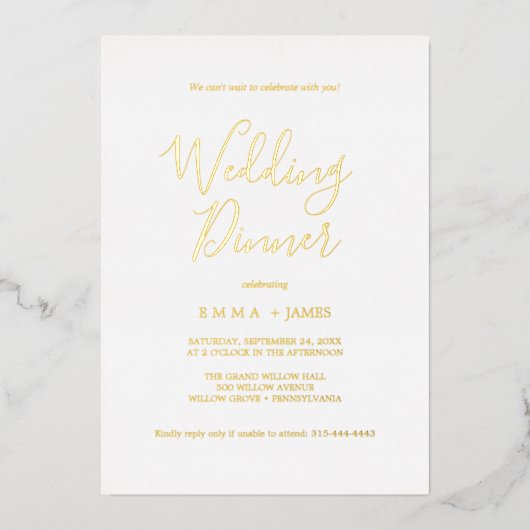 Delikatour | Calligraphy Wedding Dinner Folieneinladung (Vorderseite)