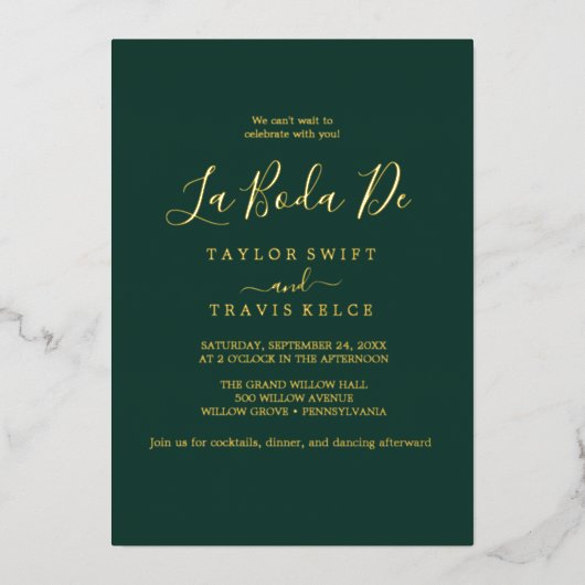 Delikatour | Emerald La Boda De Wedding Folieneinladung (Vorderseite)
