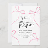 Delikatrosa Bow Coquette 13. Geburtstag Einladung (Vorderseite)