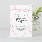 Delikatrosa Bow Coquette 13. Geburtstag Einladung (Stehend Vorderseite)